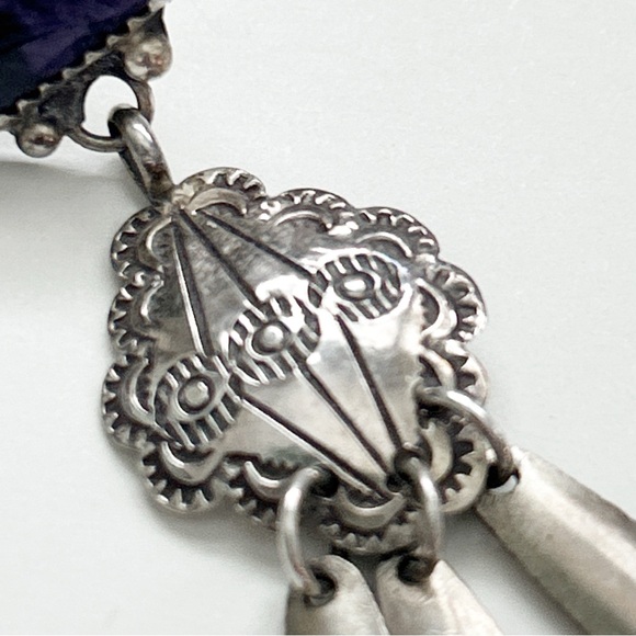 Vintage Richard Begay Navajo Charoite Sterling Silver Concho Earrings - Picture 11 of 14